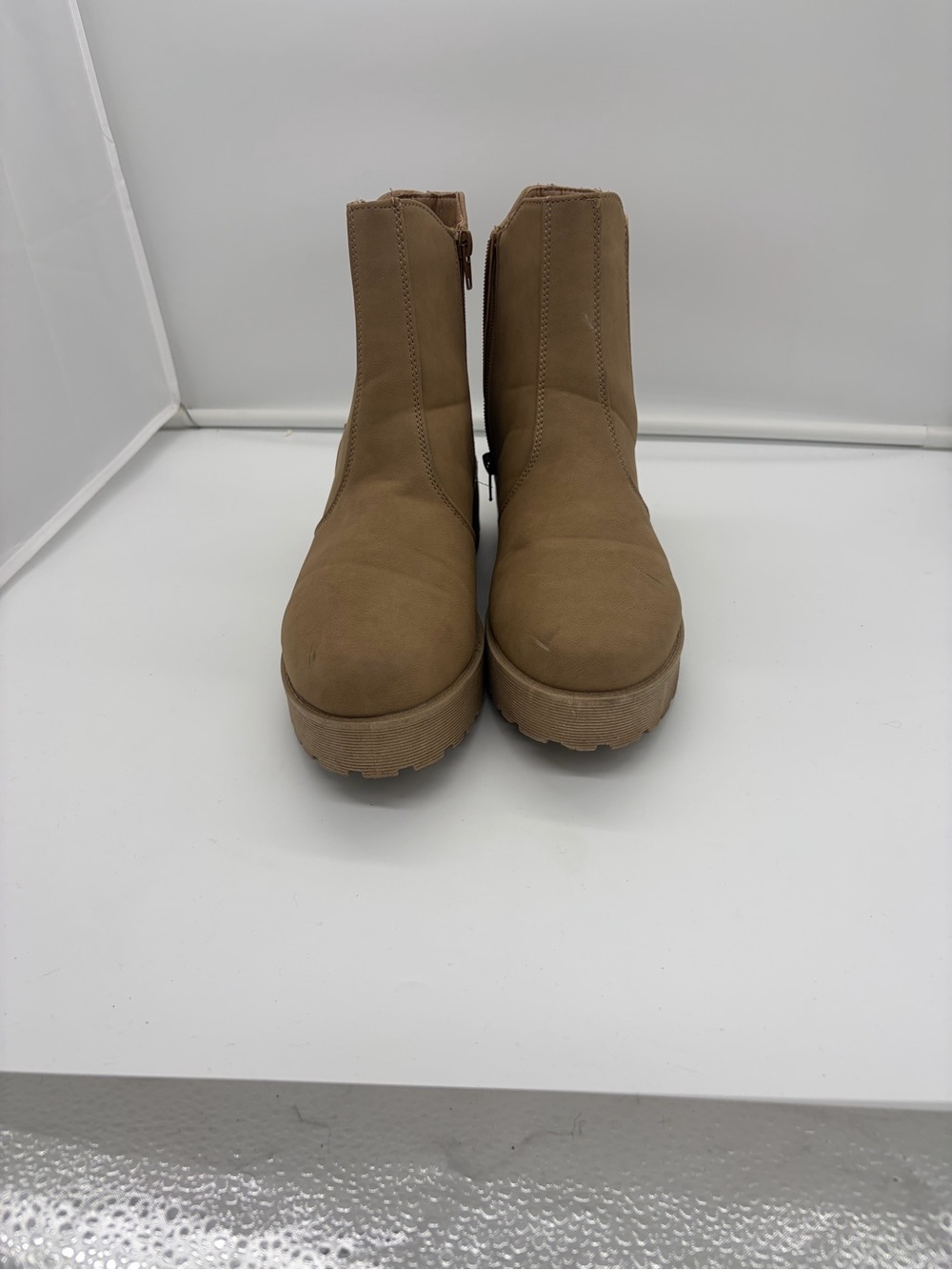 Womens Tan Platform Ankle Boots